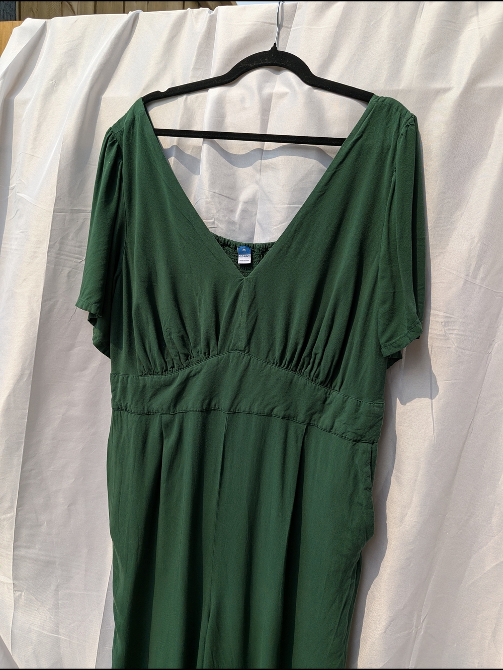 Old Navy Puff Sleeve V-Neck Jumpsuit Cottagecore Boho Wide Leg - Picture 6 of 14